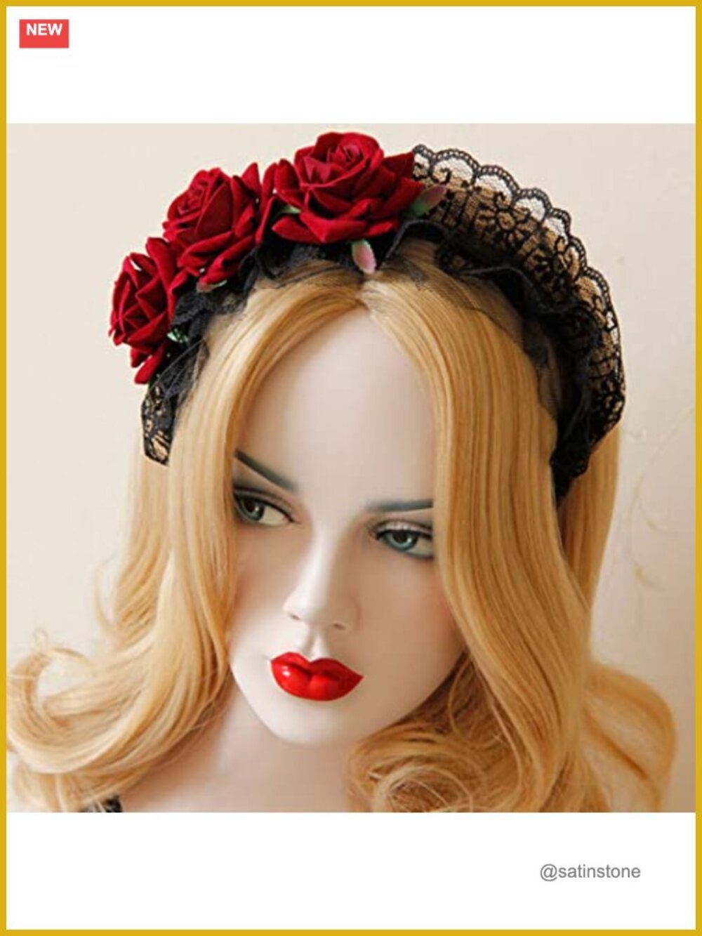Gothic Lolita Headband Lace Floral Rose Cosplay Costume Hair Accessory